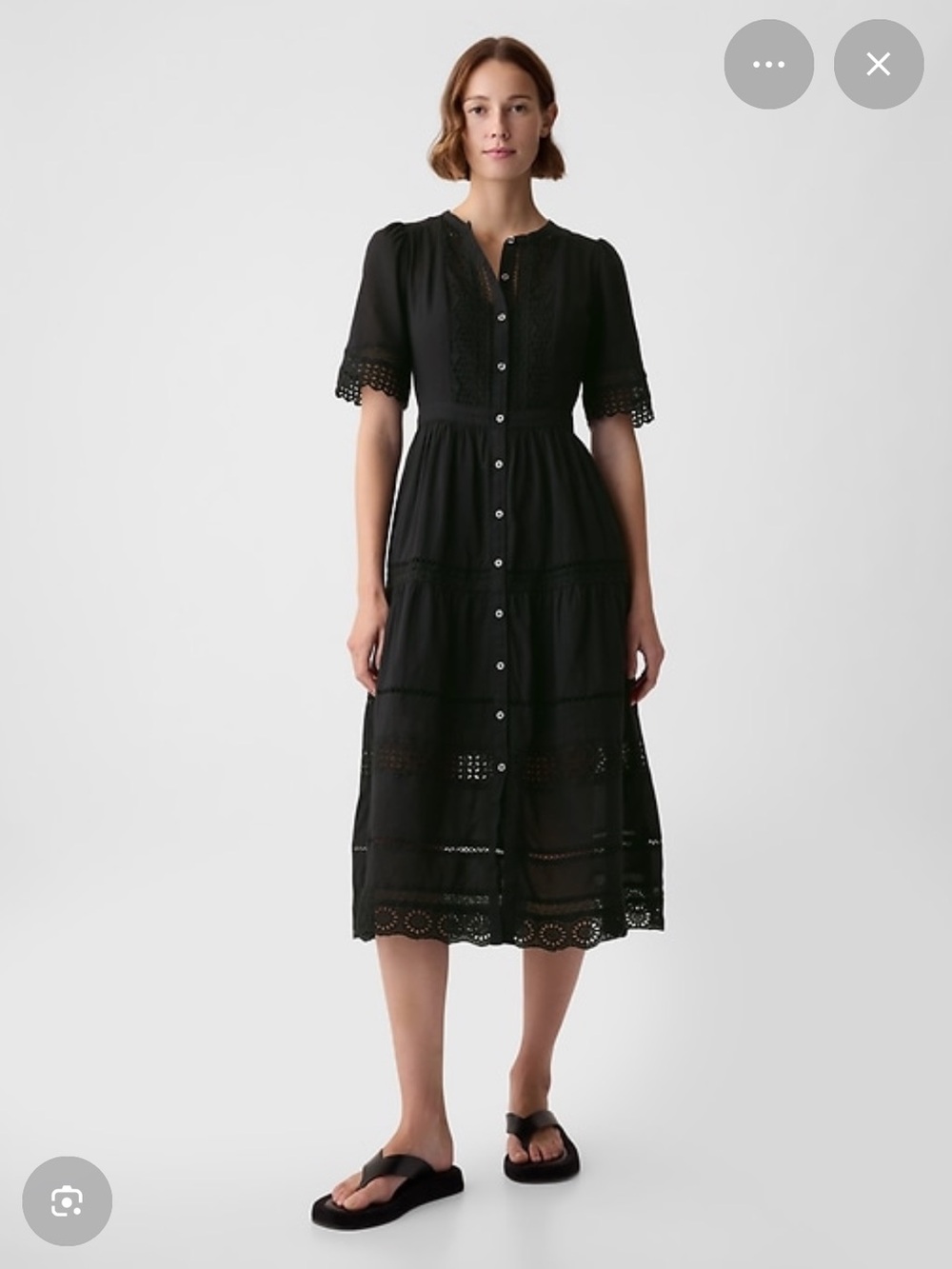 NWT GAP Black Eyelet Tiered Midi Dress